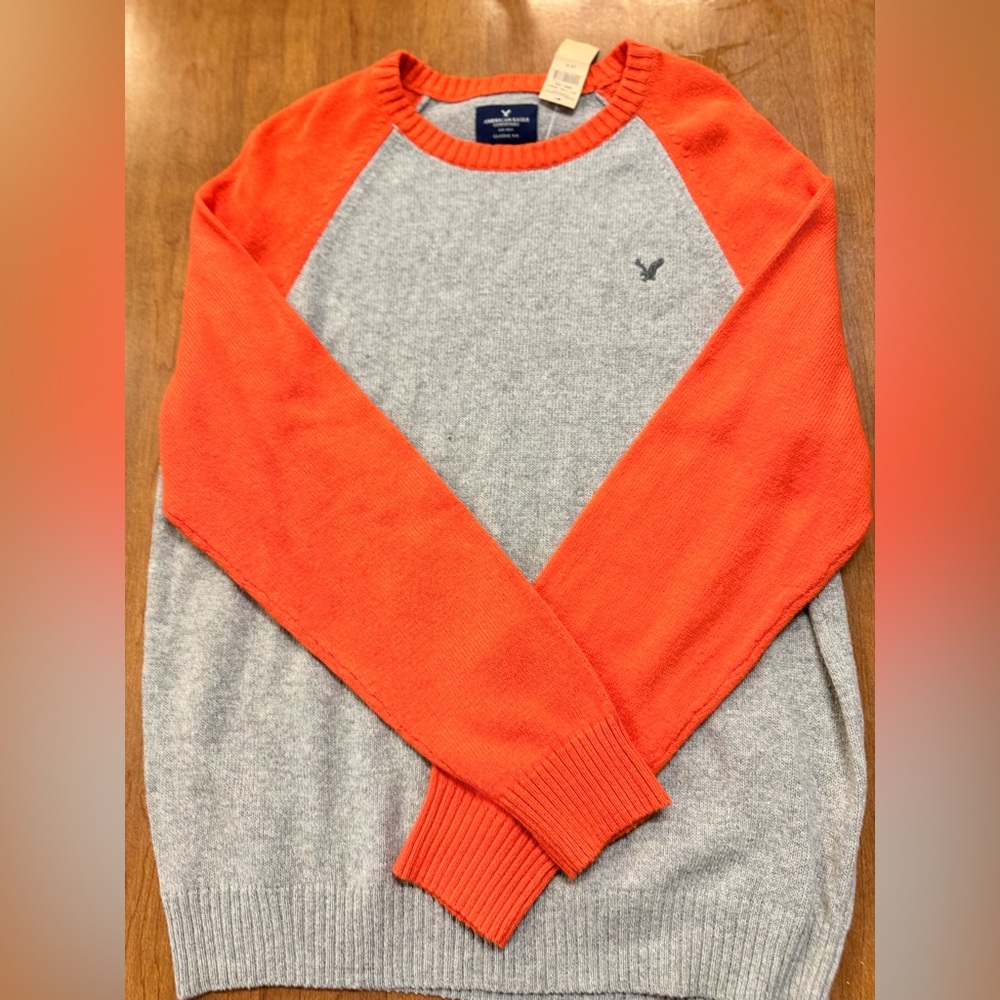 American Eagle Outfitters Classic Fit Sweater – XL Gray &‎ Orange NWT Rare Find